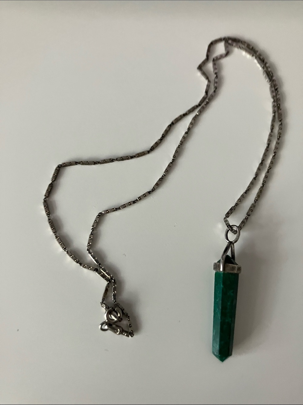 Malachite Point Pendant Necklace Sterling Silver Chain